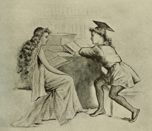 1800s drawing of a male and female student